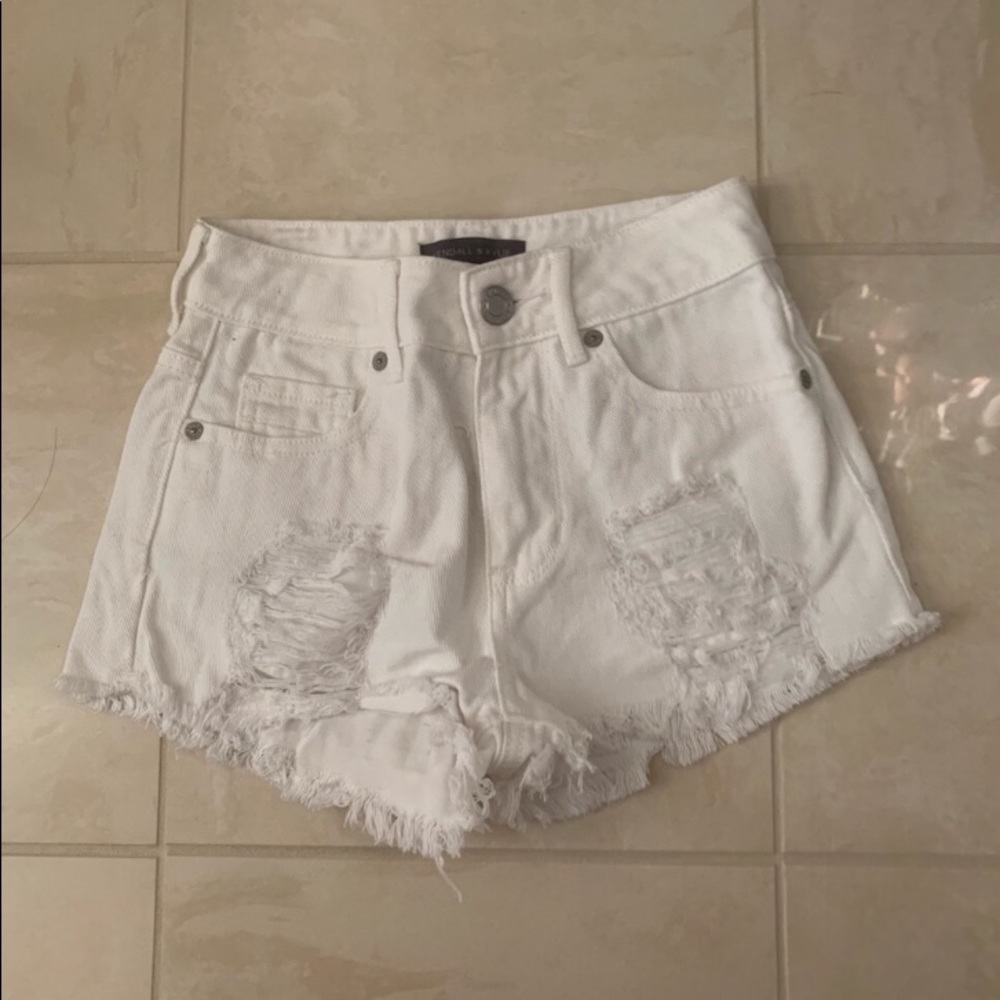 White Distressed Demin Shorts